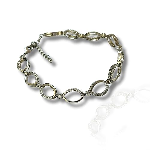 Garnet Jewels Silver Zircon AD Link Bracelet