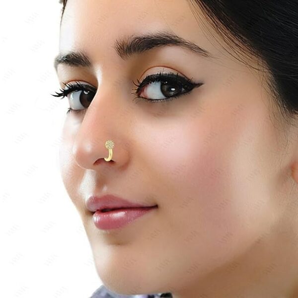 VAMA FASHIONS Without Piercing Clip on Nose pin without Hole Pressing Type Press Nose ring Stud for Women - 4 Pcs - Image 5