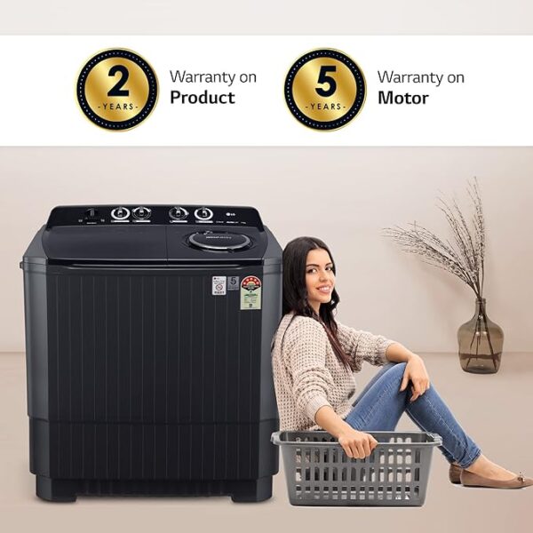 LG 11 Kg 5 Star Wind Jet Dry Rat Away Technology Semi-Automatic Top Loading Washing Machine (P1155SKAZ, Roller Jet Pulsator, Punch + 3, Middle Black) - Image 4