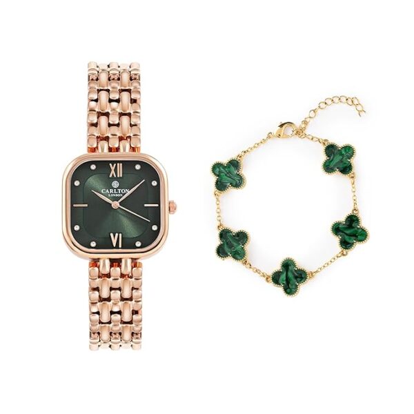 Carlton London Premium Stainless Steel Analogue Watch Gift Set for Women | Watch + Bracelet | Luxury Gifting for Her | Gift for Birthday Anniversary | Water Resistant