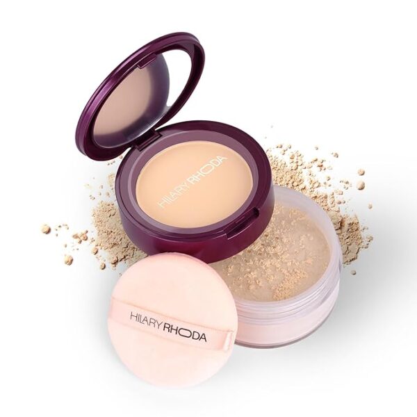 Hilary Rhoda The Setting Duo Compact & Loose Powder | 2-in-1 Compact & Loose Powder | | Matte Finish | Blends Effortlessly | Oil Control Compact | 32g (Natural | Shade 02)