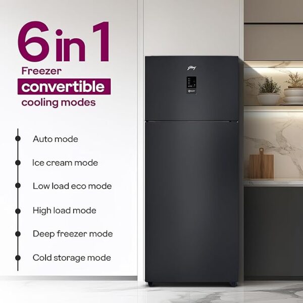 Godrej 436 L 2 Star With AI Tech, 95%+ Food Surface Disinfection With Nano Shield Technology Inverter Frost Free Double Door Regalis Refrigerator (RF EON 438B RCI MT BK, Matt Black) - Image 4