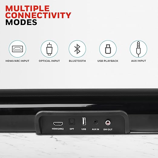 Honeywell Trueno U2000 160W Soundbar with Subwoofer, 2.1 Channel Home Theatre, 57mm*4 Drivers, Bluetooth V5.3, with Remote, 3 EQ Mode, BT, AUX, USB, Optical & HDMI-2 Years Warranty - Image 5