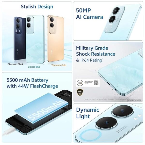 Vivo Y29 5G (Glacier Blue, 6GB RAM, 128GB Storage) with No Cost EMI/Additional Exchange Offers - Image 2
