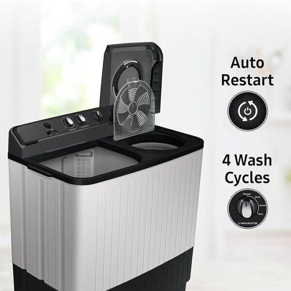 Samsung 10.5 kg, 5 star, Semi-Automatic Top Load Washing Machine (WT10C4260GG/TL, Air Turbo Drying, Light Gray,) - Image 3