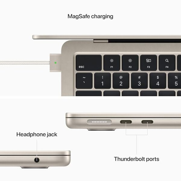 2022 Apple MacBook Air Laptop with M2 chip: 13.6-inch Liquid Retina Display, 16GB RAM, 256GB SSD Storage, Backlit Keyboard, 1080p FaceTime HD Camera. Works with iPhone and iPad; Starlight - Image 4
