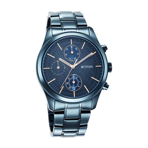 Titan Neo Splash Blue Dial Quartz Multifunction Stainless Steel Strap Watch for Men-NS1805QM01/NT1805QM01 - Image 3