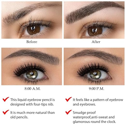 HUDA GIRL Eyebrow Pencil Black - Microblading Eyebrow Pencil for Womens & Girls, Natural & Long-lasting Finish, Smudge Proof Eyebrow Definer Sketch Pen, Eyebrow Filler - Image 2