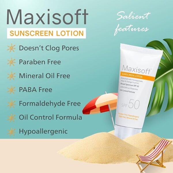 Maxisoft Sunscreen Lotion (SPF 50) 50 ml | UVA & UVB Protection | (Buy 10 Get 2 Free) - Image 6