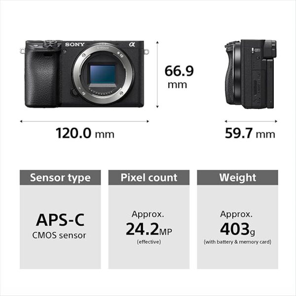 Sony Alpha ILCE-6400L 24.2MP Mirrorless Camera (Black) with 16-50mm Power Zoom Lens | APS-C Sensor | Real-Time Eye Auto Focus | 4K Vlogging Camera | Tiltable LCD - Black - Image 3