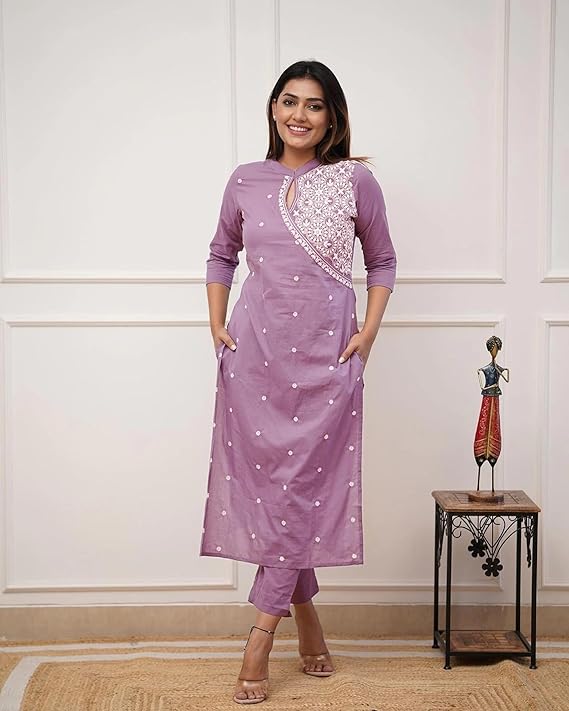 FABNEX Kurta Set for Women | Women Embroidered Kurta Set | Women Kurta Sets Kurtis | Women Kurta Pant Set (K-34-38) - Image 5