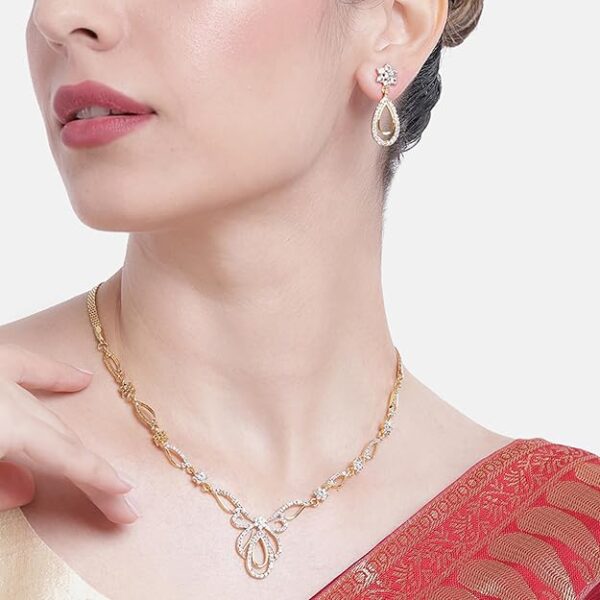 Estele Jewellery Sets for Women Gold Plated Bridal Necklace Jewellery Set with Earrings - Image 3
