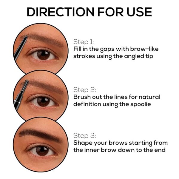 RENEE Superdense Eyebrow Pencil with Spoolie - Black, Smudge Proof, Waterproof, Highly Pigmented for Fill in Brow Gaps, Smooth One-Swipe Precision Application, Enriched with Vitamin C & Jojoba Oil - Image 4