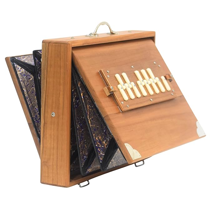 Shrutibox Handmade 13-Key Shrutibox - Natural Teak Wood One Octave Multi-Fold Bellow All wood Shrutibox - Image 3