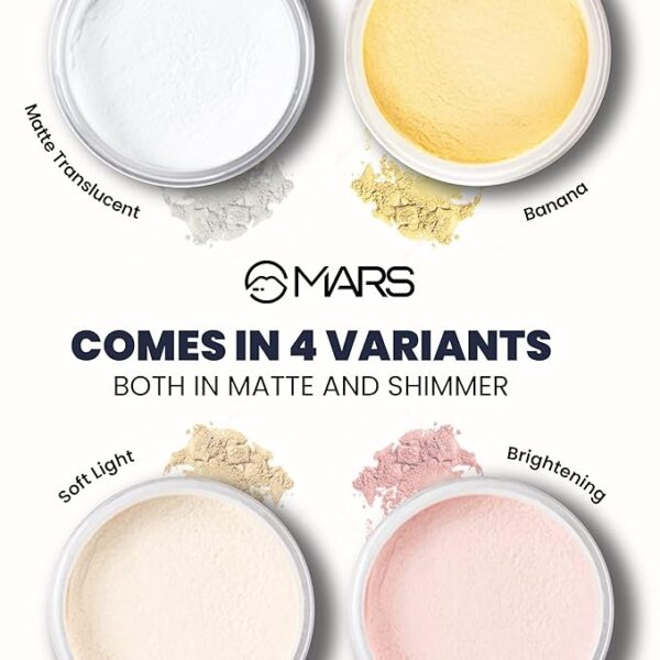 MARS Trend Setting Matte Loose Powder For All Skin Types | Lightweight & Long Lasting | Ultra Fine Setting Powder For All Skin Types For Face Makeup (8.0 Gm) 02-Banana, Yellow - Image 3