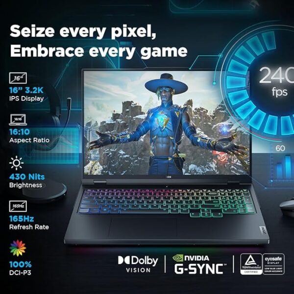 Lenovo Legion 7 Windows, Intel Core I9-14900Hx 16" (40.64Cm) 3.2K IPS 430Nits 165Hz Gaming Laptop (32GB/1Tb SSD/Win/Mso/Nvidia RTX 4070 8GB/Grey/2.2Kg), 83FD000XIN +GB700 Backpack - Image 4