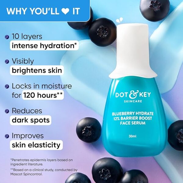 Dot & Key Blueberry Hydrate 12% Barrier Boost Serum with 7 Ceramides | Niacinamide & Hyaluronic Acid, Reduces Dark Spots, Brightens Skin, Provides Intense Hydration & Repairs Skin Barrier | 30ml - Image 4
