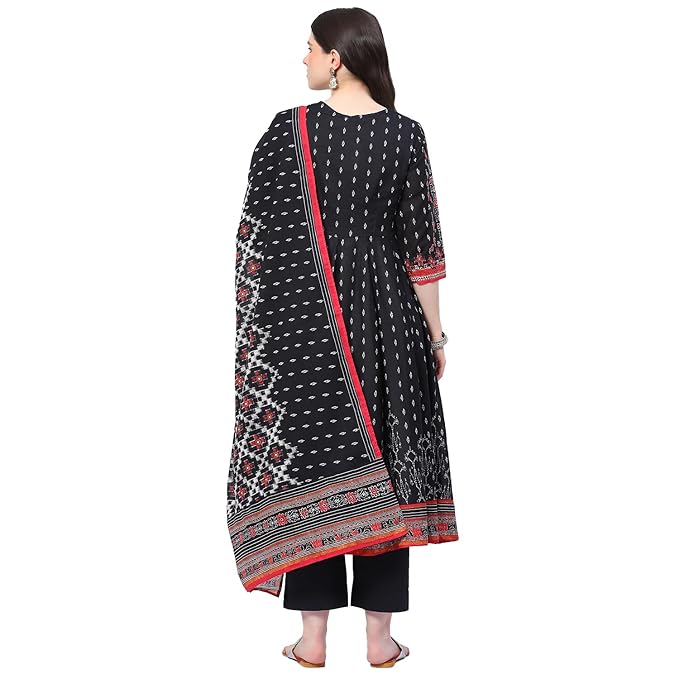 BIBA Women Cotton Anarkali Kurta Palazzo Suit Set - Image 4