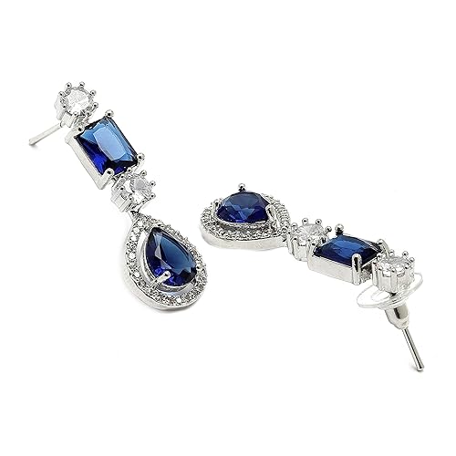 ZENEME Rhodium-Plated American Diamond Studded Fashionable Necklace With Earrings Jewellery Set For Girls and Women - Image 6