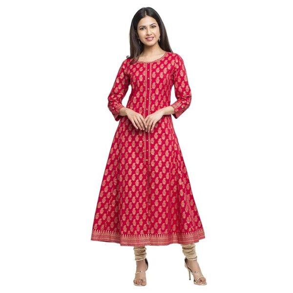 Yash Gallery Women's Cotton Gold Printed Anarkali Kurta