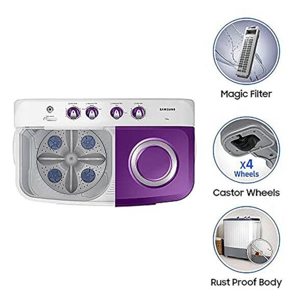 Samsung 7 kg, 5 star, Semi-Automatic Washing Machine (WT70M3000UU/TL, Air Turbo Drying, LIGHT GRAY) - Image 4