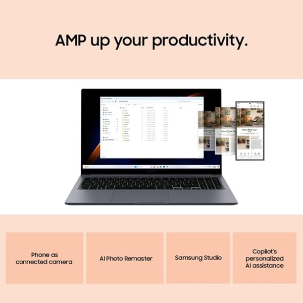 Samsung Galaxy Book4 (Gray, 16GB RAM, 512GB SSD) | 15.6" Full HD Screen | Intel Core i5 1335U Processor | Windows 11 Home | MS Office 2021 | Fingerprint Reader | Intel Iris XE Graphics | RJ45 LAN Port - Image 5