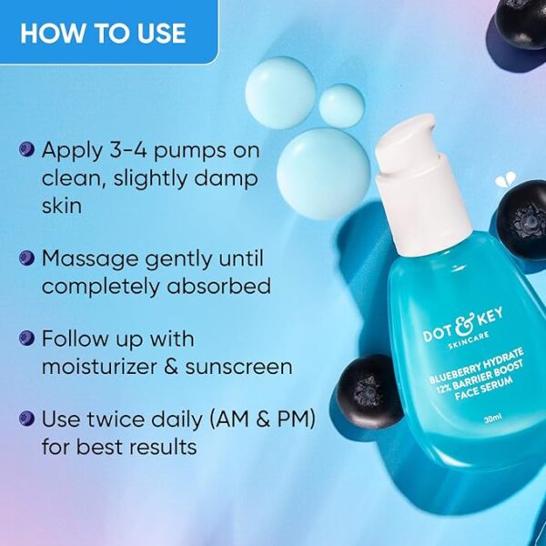 Dot & Key Blueberry Hydrate 12% Barrier Boost Serum with 7 Ceramides | Niacinamide & Hyaluronic Acid, Reduces Dark Spots, Brightens Skin, Provides Intense Hydration & Repairs Skin Barrier | 30ml - Image 6
