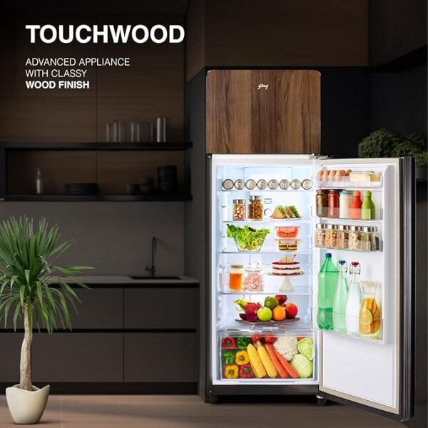 Godrej 272 L 2 Star Wood Finish, 30 Days Farm Freshness, Frost Free Inverter Double Door Refrigerator (RT EONVOGUE 310B RI WT WD, Walnut Wood) - Image 2