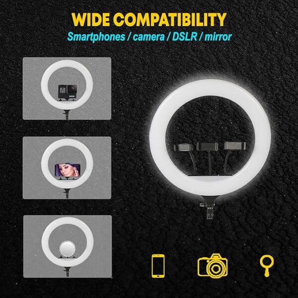Tygot Professional 46 CM (18 inch) Big LED Ring Light with 2 Color Modes Dimmable Lighting | For YouTube | Photo-shoot | Video shoot | Live Stream | Makeup & Vlogging | Compatible with iPhone/ Android Phones & Cameras - Image 3