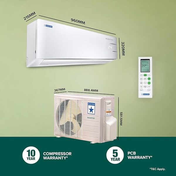 BLUE STAR 5 Star 1.5 Ton Convertible 5 in 1 Cooling Inverter Split Air Conditioner (BLUE STAR AC IC518TNUR, IU) - Image 5
