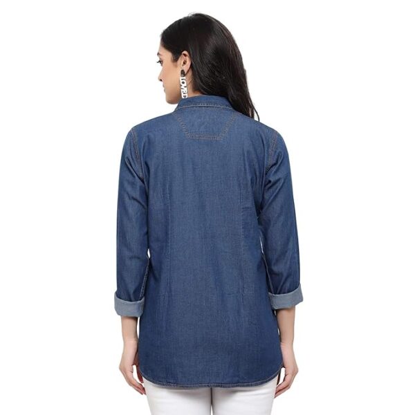 Women Casual Formal officewear Oversized Denim Cotton Long Shirt Tops Dress westrean Tops and Jeans Shirt use in Summer wear for Stylish and Vibrant Look That give You Some treandy Look - Image 3