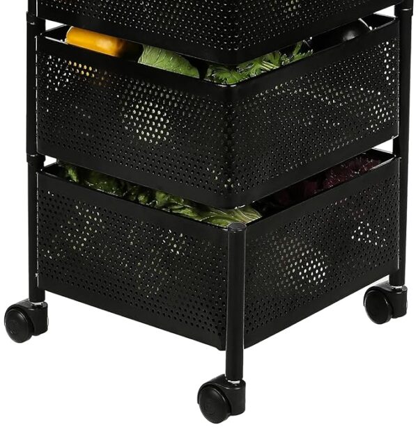 ASHLAS® Kitchen Trolley with Wheels, Kitchen Organizer Items and Storage Solutions for Kitchen Organizer and Kitchen Accessories Items (4 Layer, Square) - Image 4