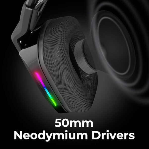 ZEBRONICS Havoc Premium Gaming Over Ear Headphone with Dolby Atmos Subscription, 50mm Neodymium Drivers, Extra Soft Ear Cushion, Suspension Headband,Braided Cable (Black) - Image 2