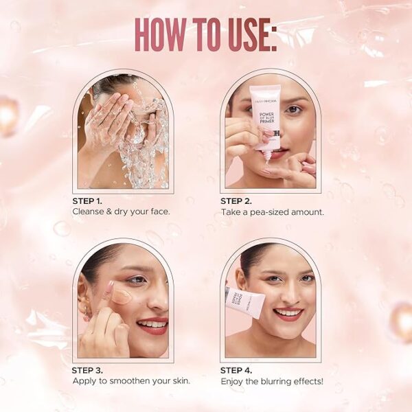 Hilary Rhoda Power of Blur Primer | Lightweight & Silicone-Based | Matte Finish & Oil-Control | Infused with Vitamin A & E | Water-Proof & Smoothening Primer - 30ml - Image 6
