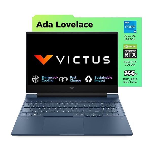 HP Victus, 12th Gen Intel Core i5-12450H, RTX 3050, 16GB DDR4,512GB SSD (Win11, Office21, Blue,2.3kg) 144Hz, 9MS, IPS, 15.6-inch(39.6cm), Flicker-free Gaming Laptop, Enhanced Cooling,fa1379TX/fa1412tx