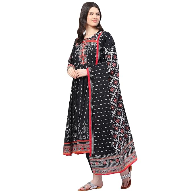 BIBA Women Cotton Anarkali Kurta Palazzo Suit Set - Image 2