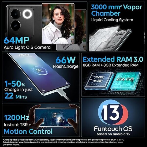 iQOO 13 5G (Legend, 16GB RAM, 512GB Storage) (Copy)iQOO Z7 Pro 5G (Blue Lagoon, 8GB RAM, 256GB Storage) | 3D Curved AMOLED Display | 4nm MediaTek Dimesity 7200 5G Processor | 64MP Aura Light OIS Camera | Segment's Slimmest & Lightest Smartphone - Image 3