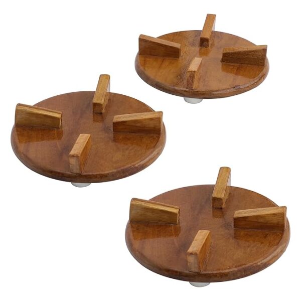 ROSTON hotpot Stand for Kitchen Round Table Ring Set, Hot Pot Stand, Trivet, Set of 3 ntural Teak Wood for Kitchen Dinning Table