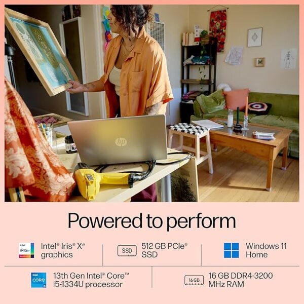 HP 15, 13th Gen Intel Core i5-1334U, 16GB DDR4, 512GB SSD, (Win 11, Office 21, Silver, 1.59kg), Anti-Glare, 15.6-inch(39.6cm) FHD Laptop, Iris Xe Graphics, FHD Camera, Backlit KB, fd0316TU/fd0315TU - Image 5