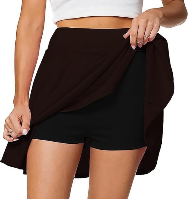 SHODOX® Womens Highwaist Stretchable Skater Skirts Knee Length Inbuilt with Inner Safety Shorts - Tennis Skirts with Shorts, Perfect for Running, Hiking, Pickleball, Athletic and Workout (Pack of 1) - Image 6