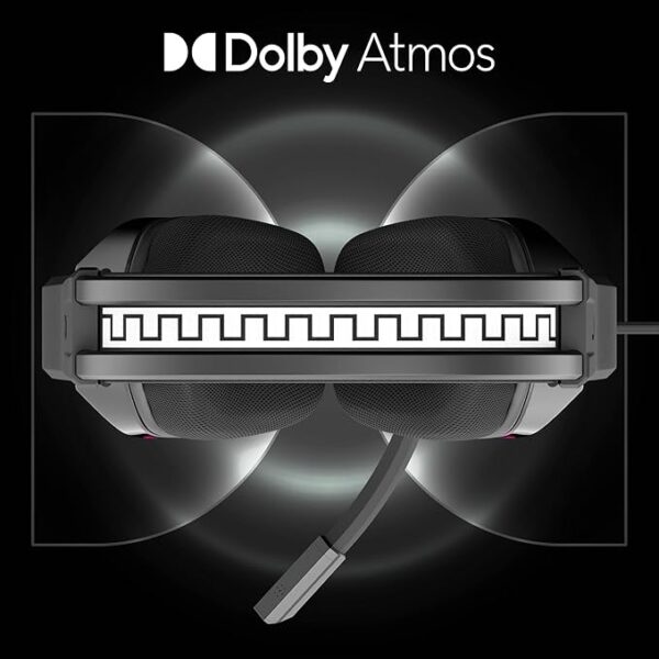 ZEBRONICS Havoc Premium Gaming Over Ear Headphone with Dolby Atmos Subscription, 50mm Neodymium Drivers, Extra Soft Ear Cushion, Suspension Headband,Braided Cable (Black) - Image 3