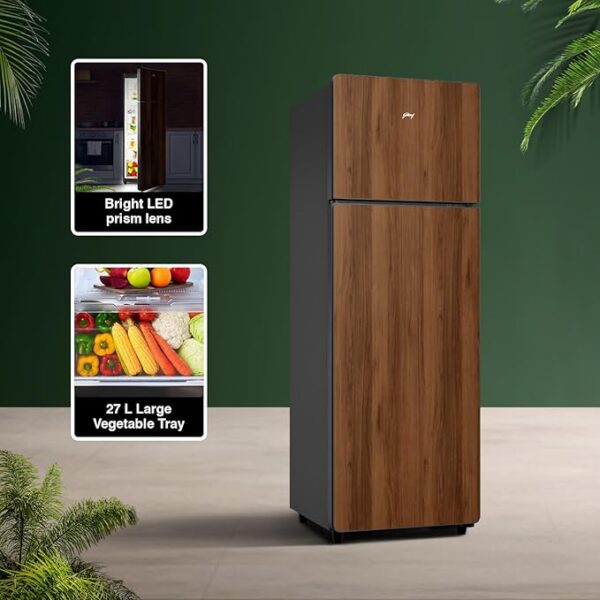 Godrej 272 L 2 Star Wood Finish, 30 Days Farm Freshness, Frost Free Inverter Double Door Refrigerator (RT EONVOGUE 310B RI WT WD, Walnut Wood) - Image 5