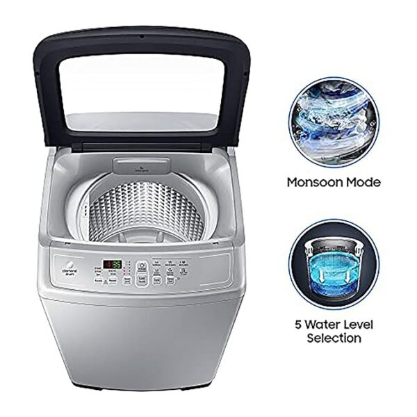 Samsung 7 kg, Fully-Automatic Top Load Washing Machine (WA70A4002GS/TL, Imperial Silver) - Image 4