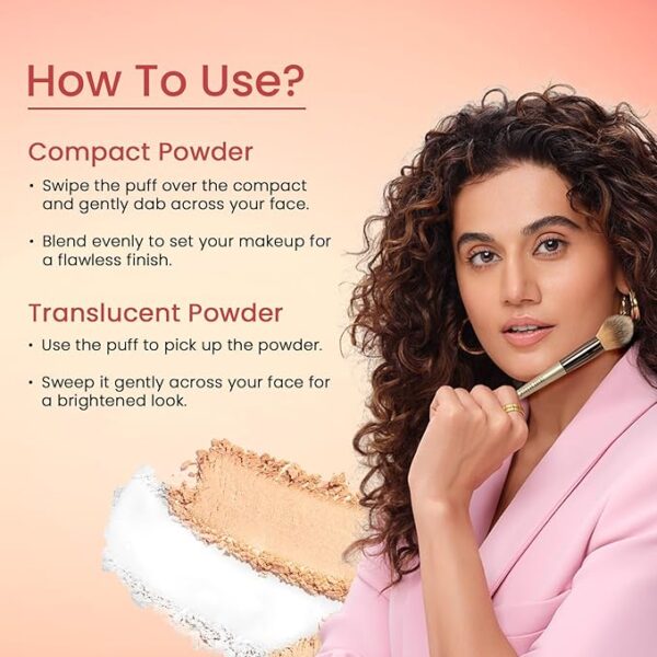 Swiss Beauty Matte & Set Duo Lightweight Compact For All Skin Types| Compact Powder + Translucent Powder | Shade- 02 Beige, 20gm - Image 2