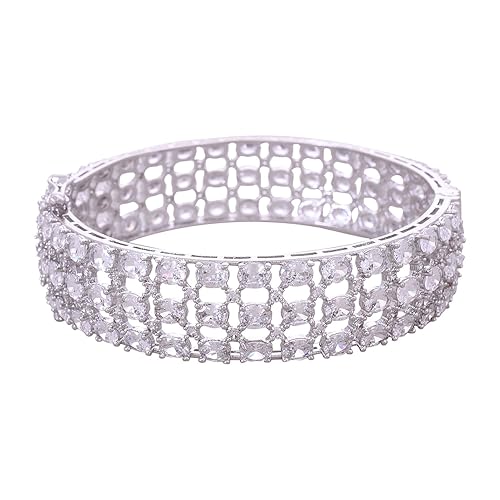 Ratnavali Jewels American Diamond Full White Plated CZ Openable Kada/Bangle for Women/Girls Rv2647 - Image 6