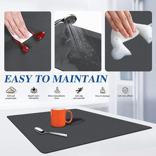 AERYS Dish Dry Mat | Microfiber Drying Mat | Kitchen Drying Mat | Reversible Mat | Kitchen Absorbent Mat | Dish Dry Mat for Kitchen | 30x40 | Pk of 2 - Image 4
