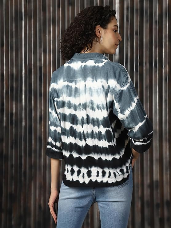 High Star Women Cotton Solid Boxy fit Spread Collar Full Sleeves Shirts - Image 5