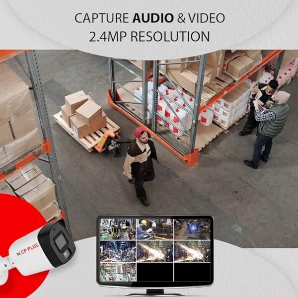 CP PLUS 32 channel DVR with 2MP 16x OUTDOOR & 16x INDOOR, Built-in Audio Mic, Dual Light Color Night Vision wired CCTV Cameras, Motion Detection, 2x 16 Ch SMPS, 4TB HDD, Required BNC/DC, Without Cable - Image 4