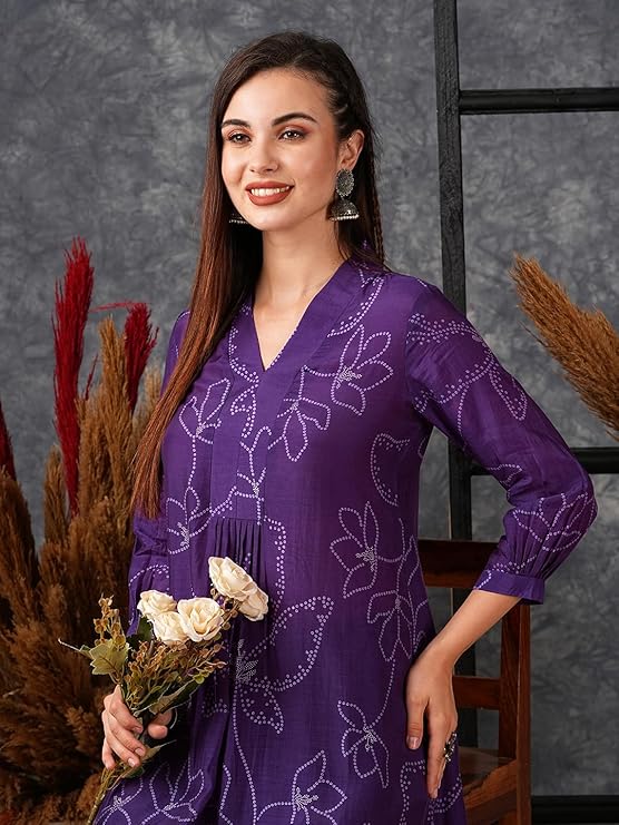 GoSriKi Women's Rayon Blend A-Line Printed Kurta with Pant - Image 5