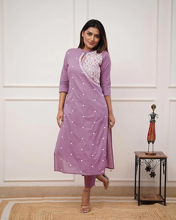 FABNEX Kurta Set for Women | Women Embroidered Kurta Set | Women Kurta Sets Kurtis | Women Kurta Pant Set (K-34-38) - Image 3